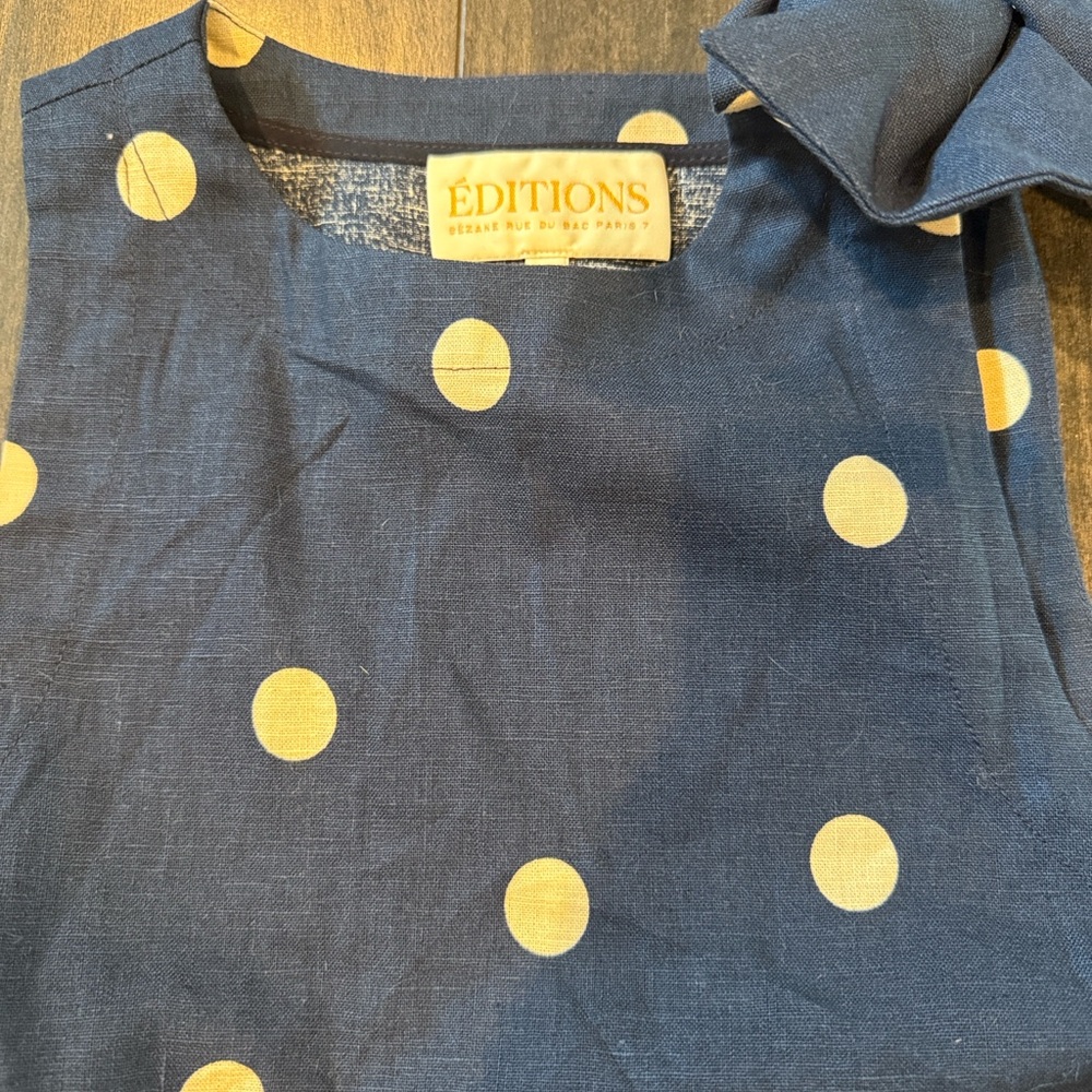 Sezane Navy Polka Dot Tie-Shoulder Top - Picture 3 of 4